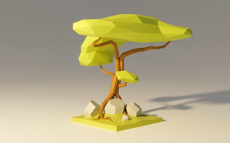 Alacsony poly dzsungelfa 3D modell