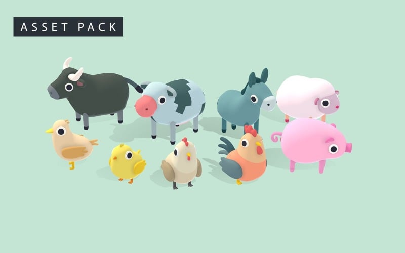 Animaux de la ferme - Modèle 3D de la série Quirky