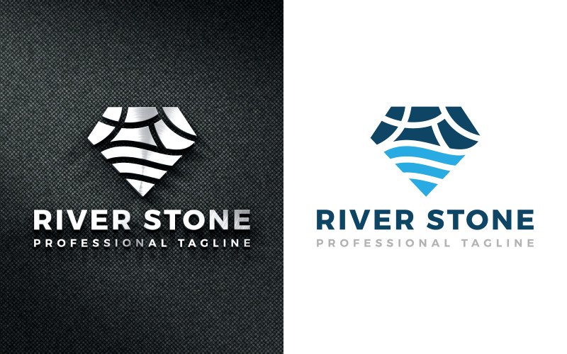 Diamond Edge River Stone Logo Design