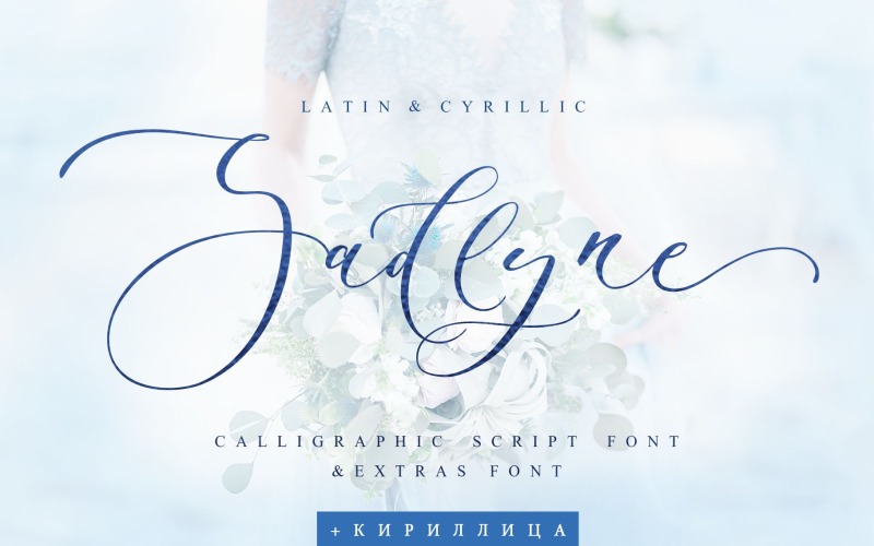 Kalligraphische Schriftart Sadlyne Wedding + Kyrillisch