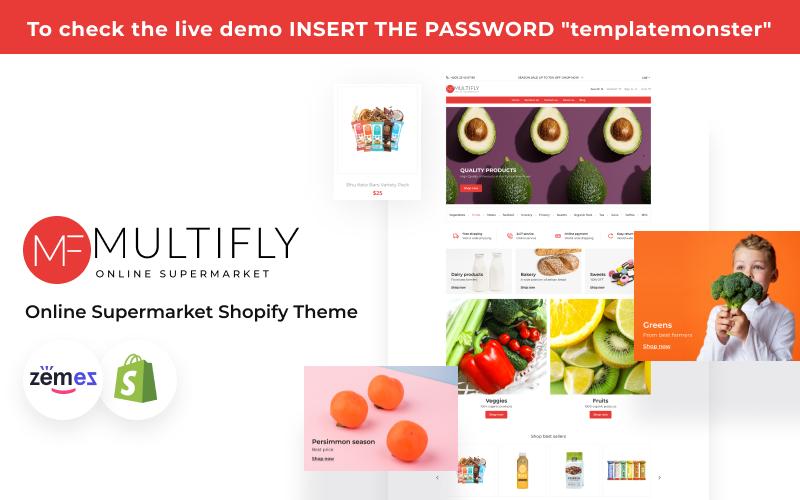 Multifly - Online Süpermarket Web Sitesi Şablonu Shopify Teması