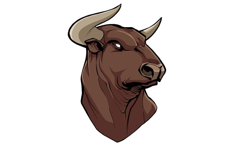 Bull Head on White - Illustration