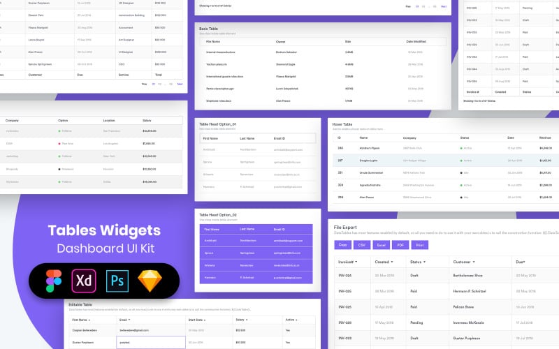 Tables Widgets Dashboard UI Kit