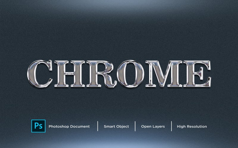 Chrome Text Effect Design Photoshop Layer Style Effect - Ілюстрація