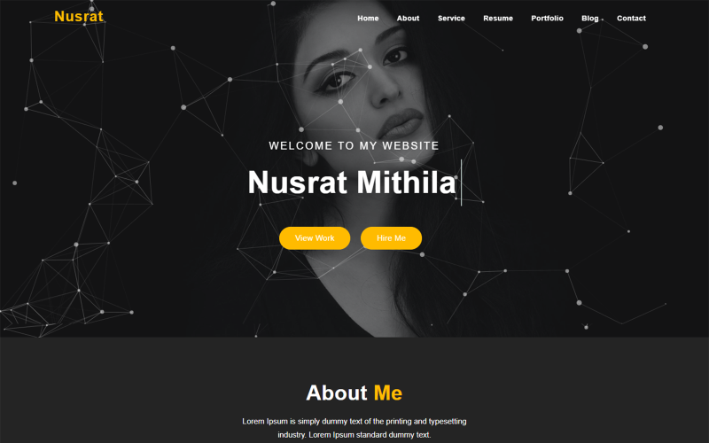 HTML5-Landingpage-Vorlage für das persönliche Portfolio von Nusrat