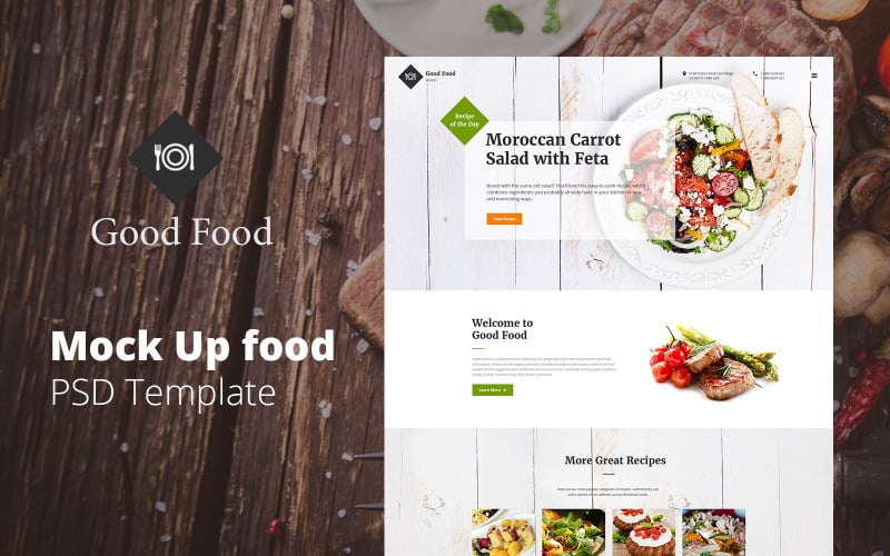 Buon cibo - Modello di PSD di cibo mock up del sito Web