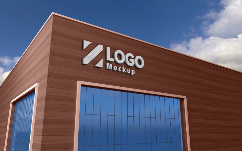 Steel Logo Mockup Sign Elegant Building termék makett