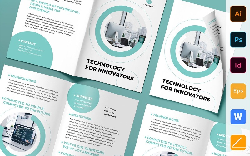 IT Software Brochure Bifold - 企业形象 Template