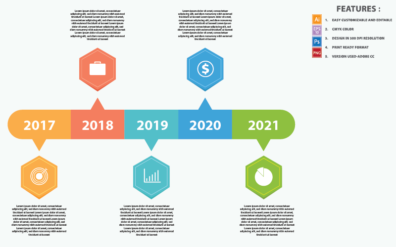 Elementos de infografía de diseño vectorial de conceptos de línea de tiempo