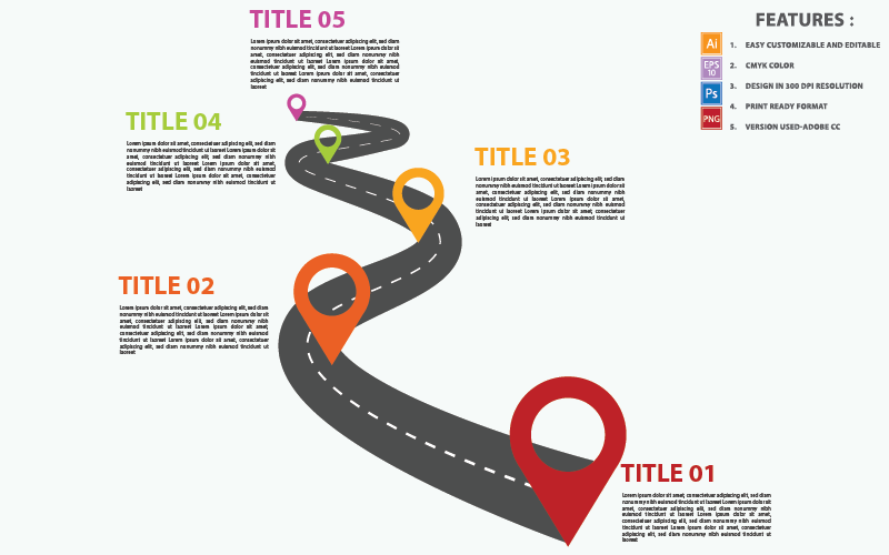 Weg gebogen tijdlijn Vector ontwerpelementen Infographic