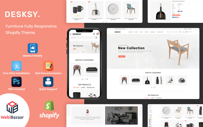 Desksy - Moderna möbler lyhörd Shopify tema