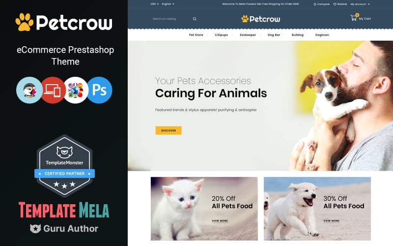 Petcrow -宠物在线商店prestshop主题