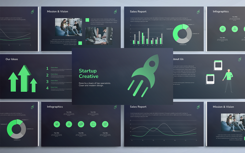 Starta Creative Pitch Deck PowerPoint-mall