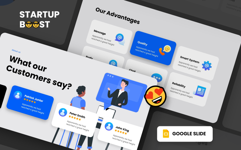 Startup Boost - плавный анимированный шаблон Google Slides