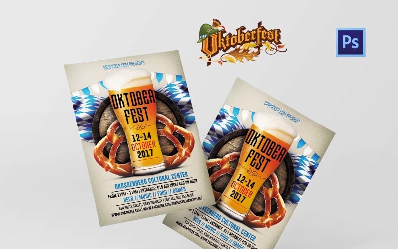 Blue Oktoberfest Fest PSD Template