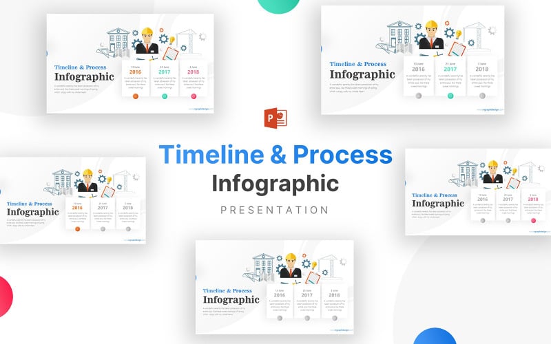 Bauindustrie mit Planprojekt Infografik Präsentation PowerPoint-Vorlage