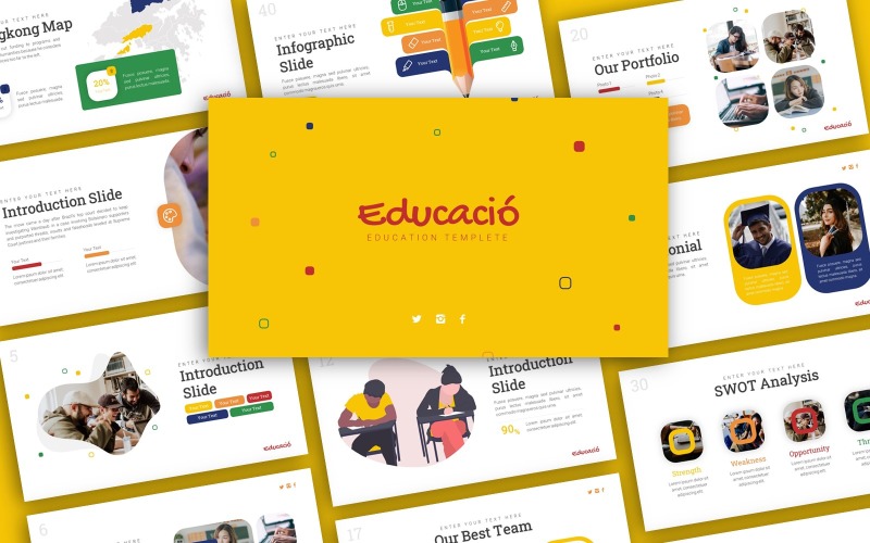 Educació Oktatási bemutató PowerPoint sablon