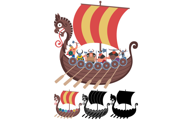 Viking Ship on White - Illustrazione