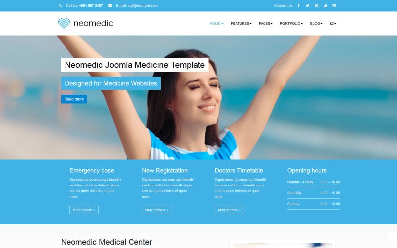 新医学医学模型Joomla 5 Joomla 4和Joomla 3