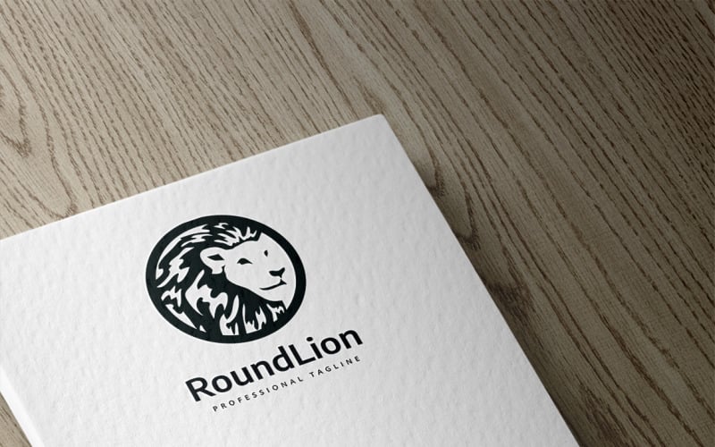 Modèle de logo de lion rond