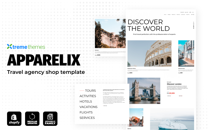 Plantilla de Tour y Agencia de Viajes de Apparelix Tema de Shopify