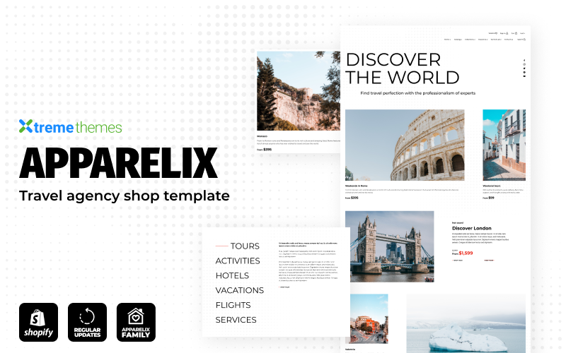 Šablona Shopify pro Apparelix Tour and Travel Agency