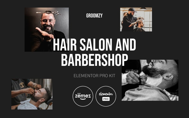 Groomzy - Kit Elementor Pro para peluquería y barbería