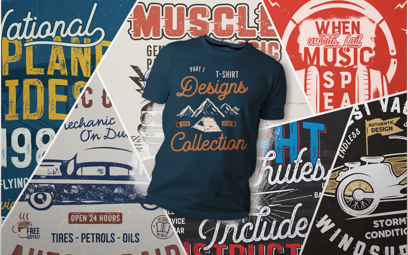 Designs Bundle SVG Retro Sublimationspaket. Teil 1 - T-Shirt Design