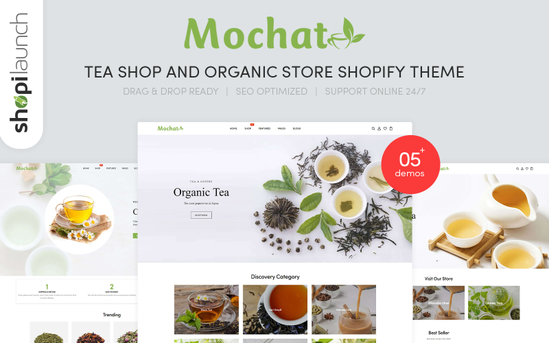 Mochato - Responsief Shopify 2.0-thema voor theewinkel en biologische winkel