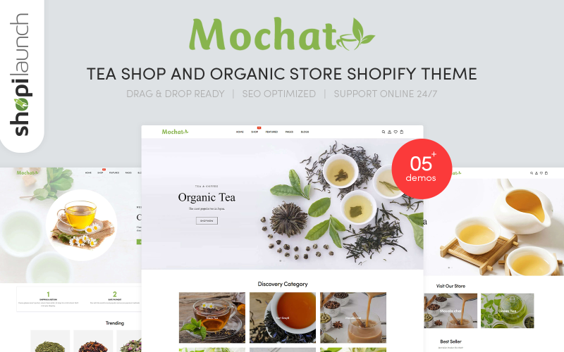 摩卡托-茶店和有机商店响应Shopify主题