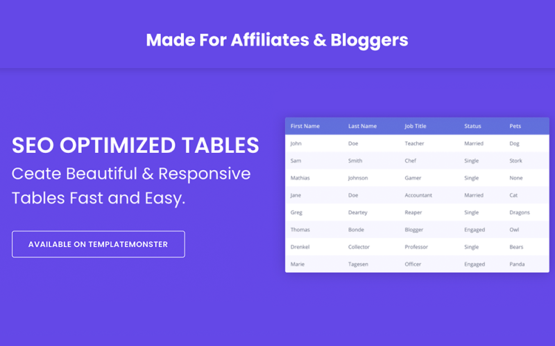 Superb Schema Tables - SEO Optimized With MicroData WordPress Plugin