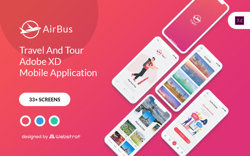 Airbus - Travel Adobe XD Mobile Application UI Elements