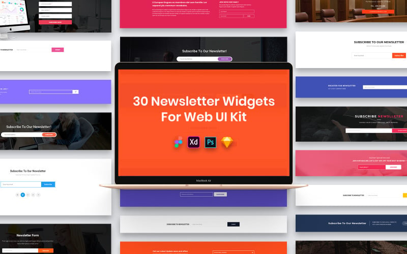 30 widgets de blocs de newsletter pour le kit d'interface utilisateur Web