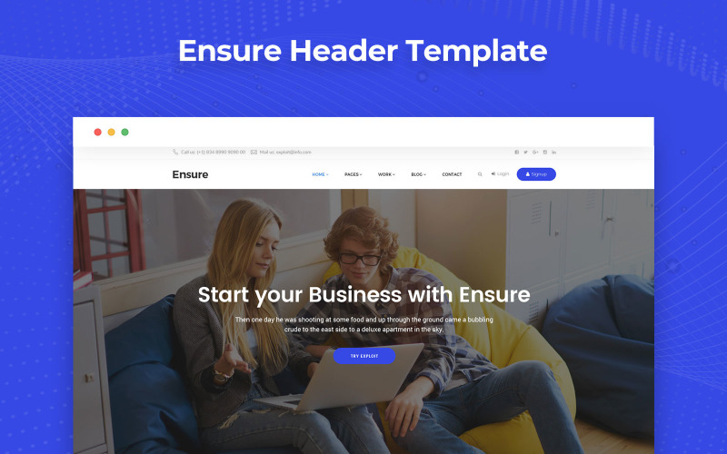 Ensure Header PSD Template