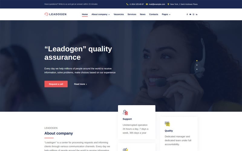 Leadogen -营销，搜索引擎优化和呼叫中心领导生成WordPress主题