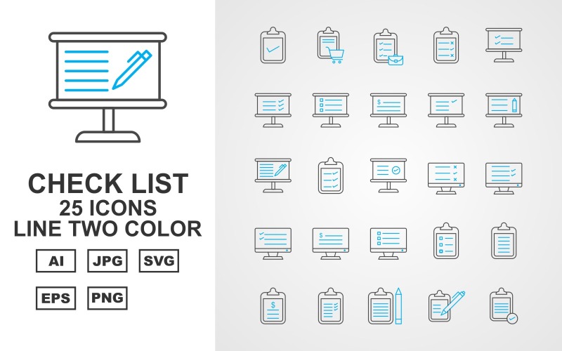 Sada 25 prémiových kontrolních seznamů, dvě barevné ikony