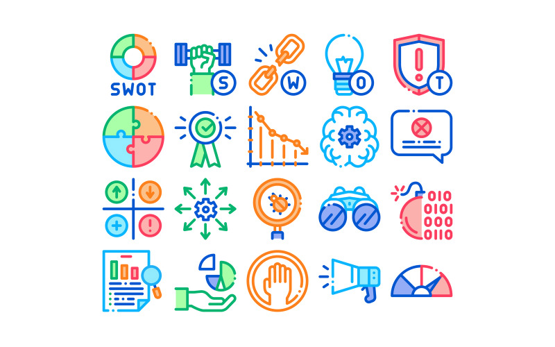 Swot Analys Strategisamling Set Vector Icon