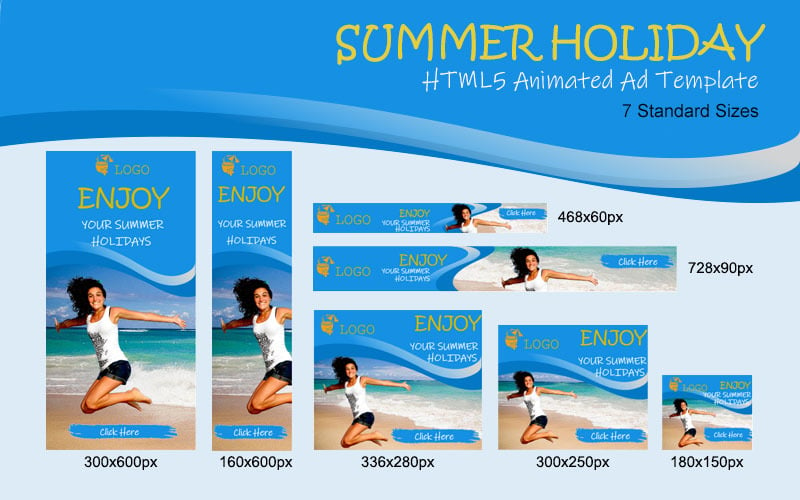 Banner animado de anúncio HTML5 para férias de verão