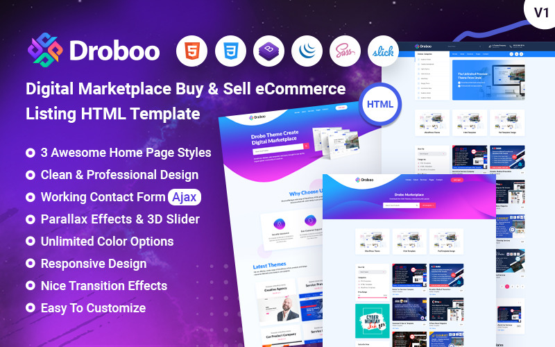 Droboo - HTML模型的网上商店多功能电子商务市场