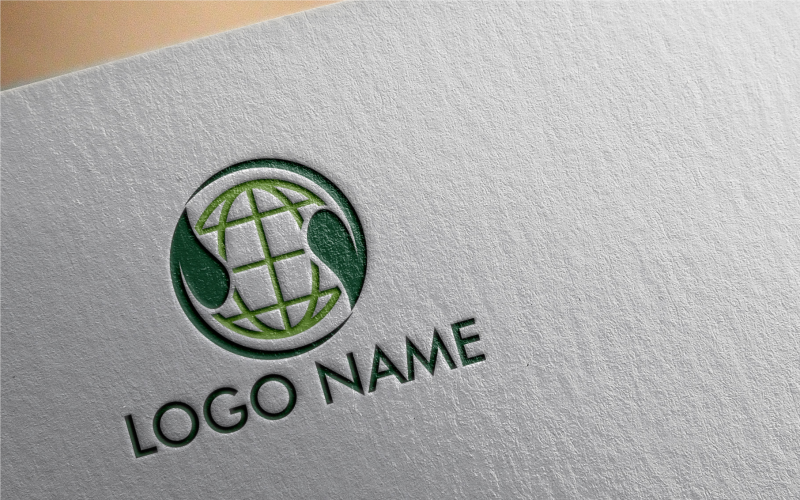 Green World line Logo Template