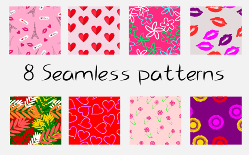 8 Vector Seamless  for Valentine's Day Pattern