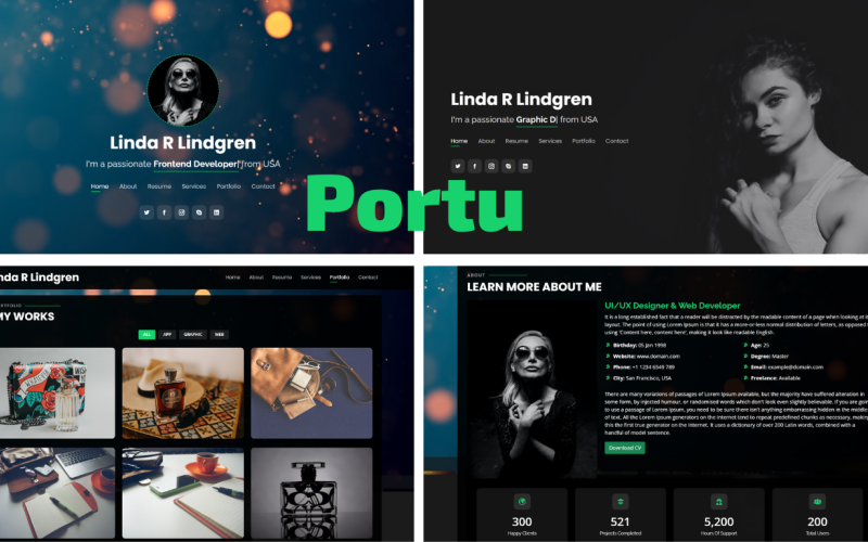 Portu -个人投资组合引导5登陆页面模板
