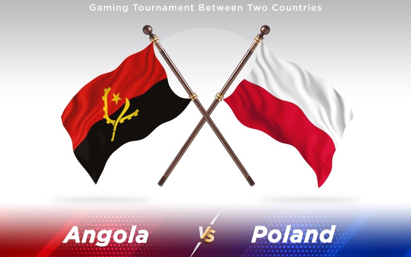 Angola versus Poland Two Countries Flags - Illustration