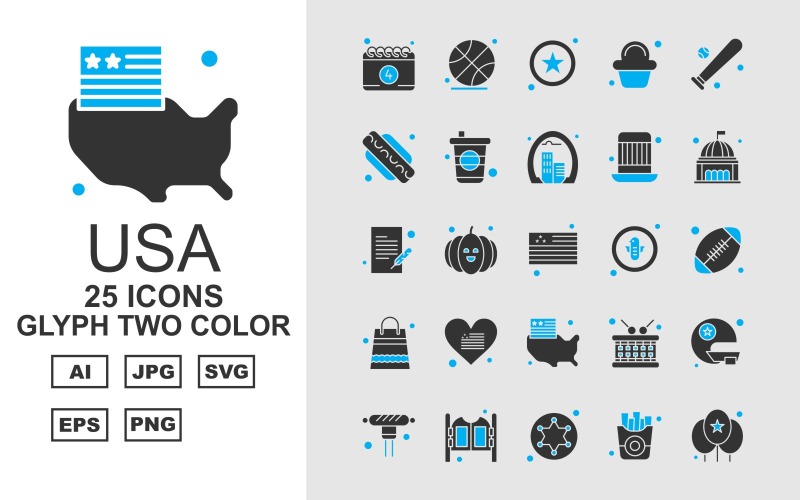 25 Premium VS Glyph Two Color Iconset