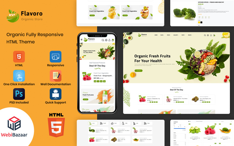 Flavoro – HTML5 többcélú e-kereskedelmi webhelysablon