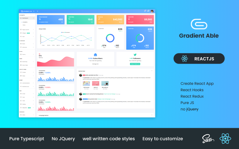 Gradient Able Reactjs Dashboard Yönetici Şablonu