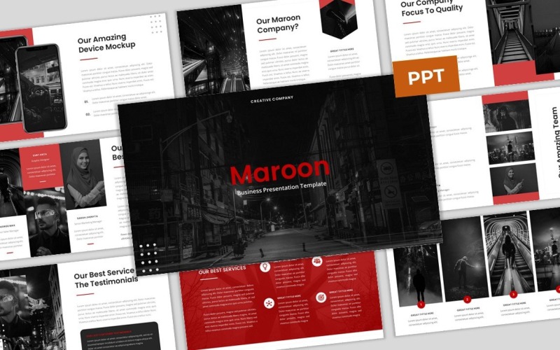 Maroon - modelo de PowerPoint de negócios