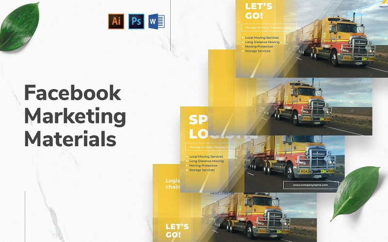 Portada y publicación de Facebook de Trucking Logistics