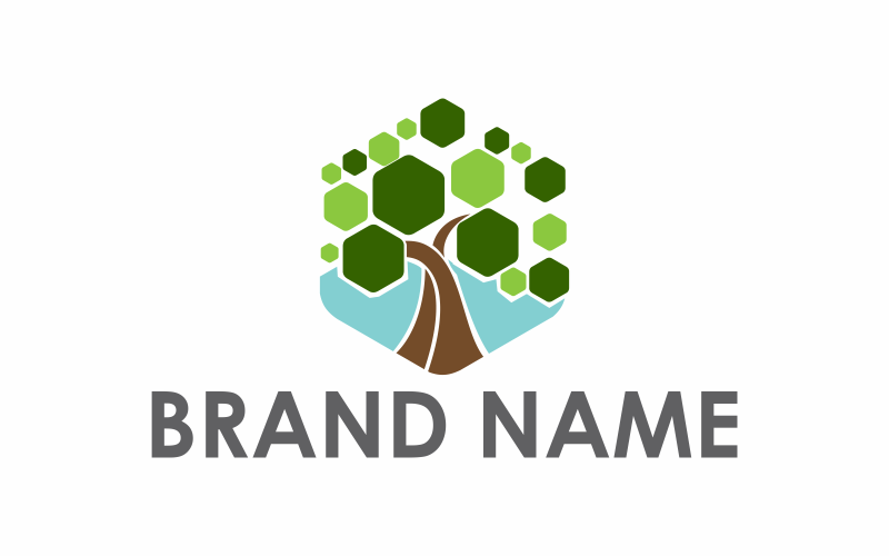 Hexagon Tree Logo Template