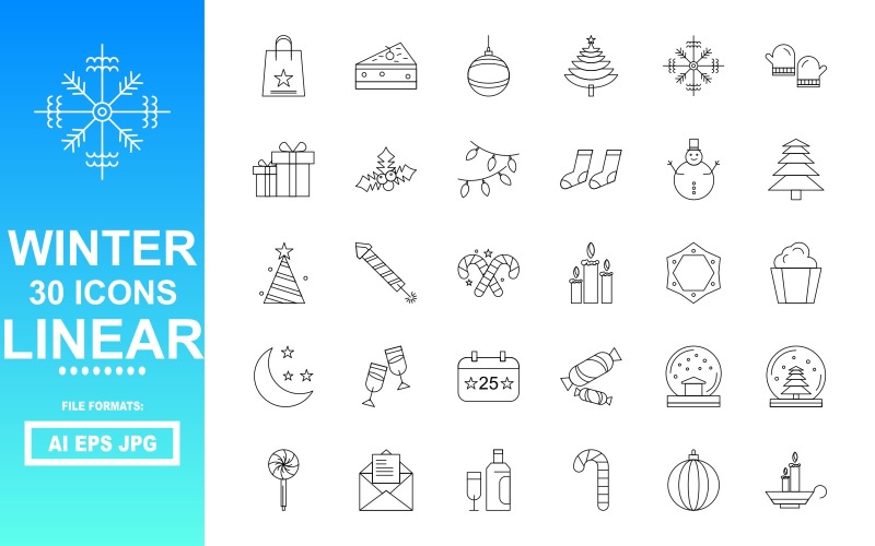 30 Winter Linear Icon Pack